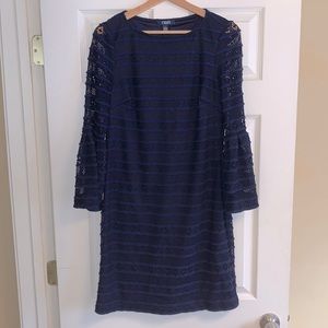 Chaps navy blue dress with sleeves, 8